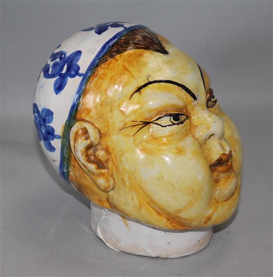 A faience / delft Chinese head